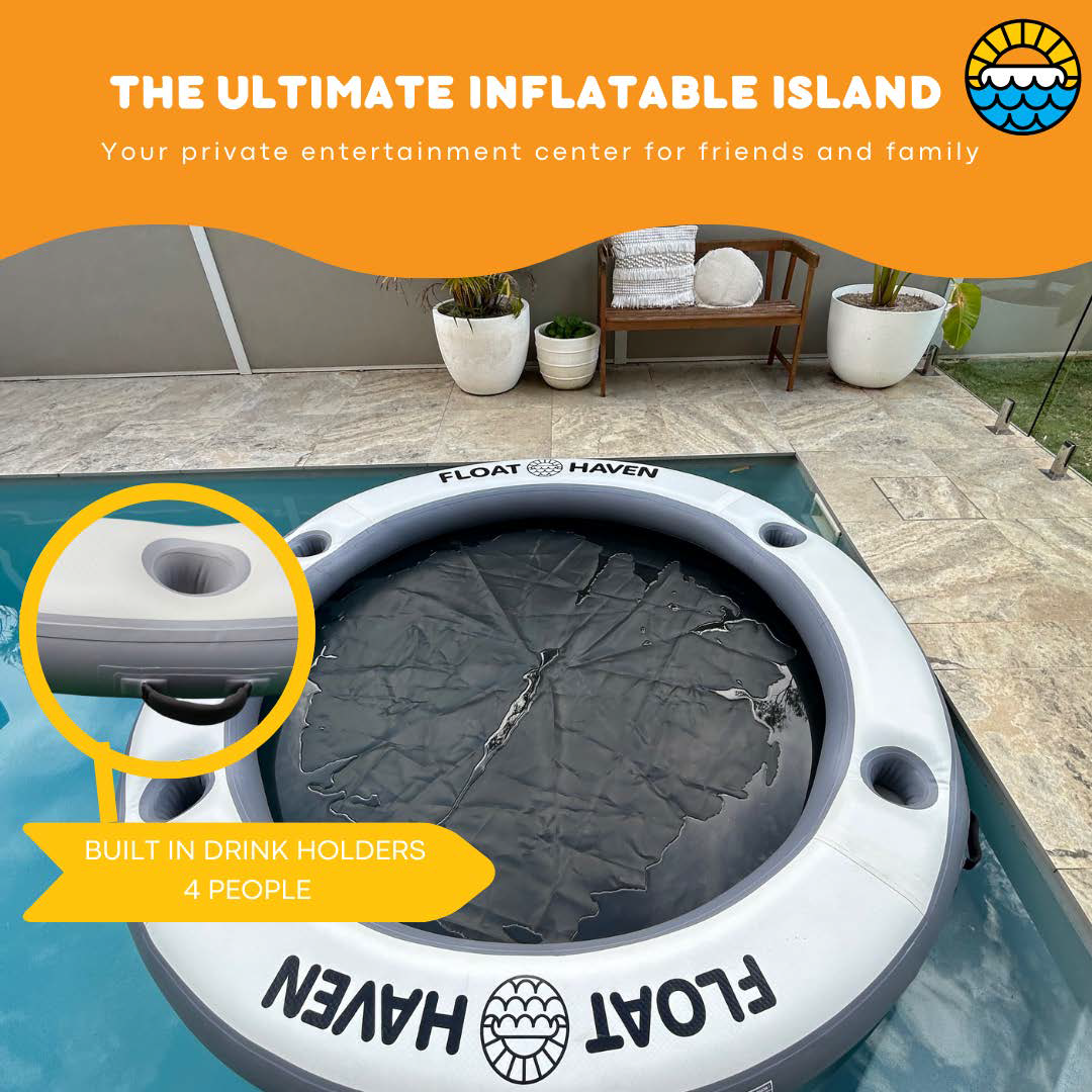 SEA POOL – 2.4M Large Round Inflatable River Float - Floating Island - Water Hammock - Float Haven