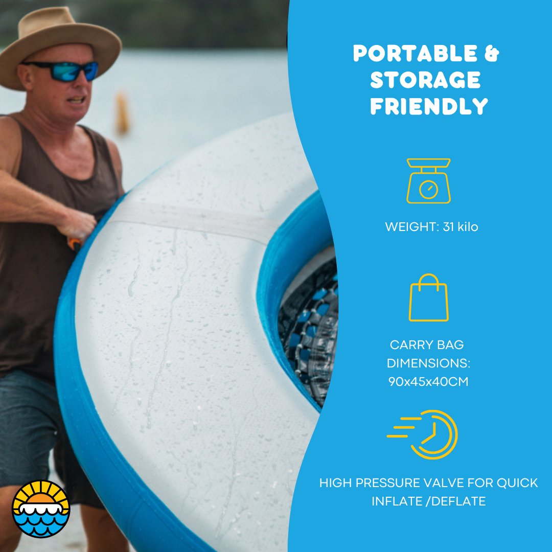 SEA LOUNGE – 4M Giant Round Inflatable Ocean Float - Floating Island - Water Hammock - Float Haven