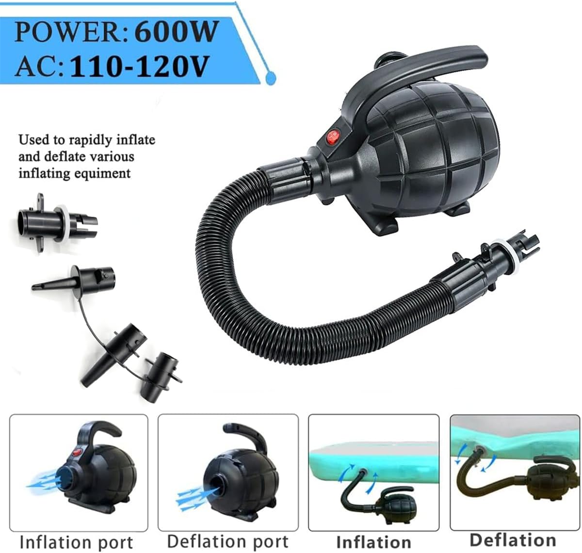 Electric Air Pump for large Inflatable floats – 600W - Inflate and Deflate - Float Haven