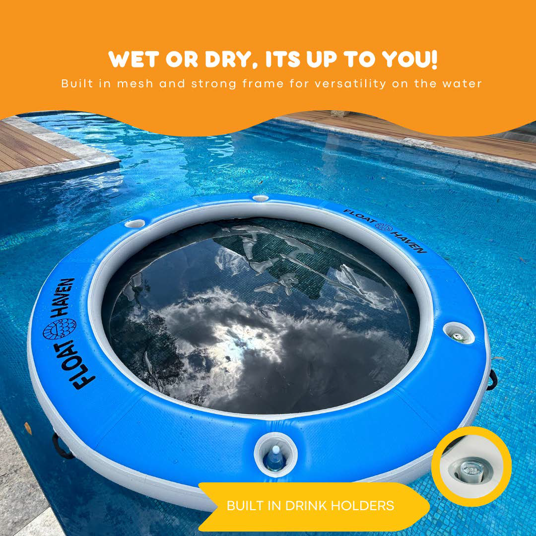 Sea Pool 2.4 Pool Floaty, inflatble island SEA POOL – 2.4M Large Round Inflatable River Float - Floating Island - Water Hammock - Float Haven