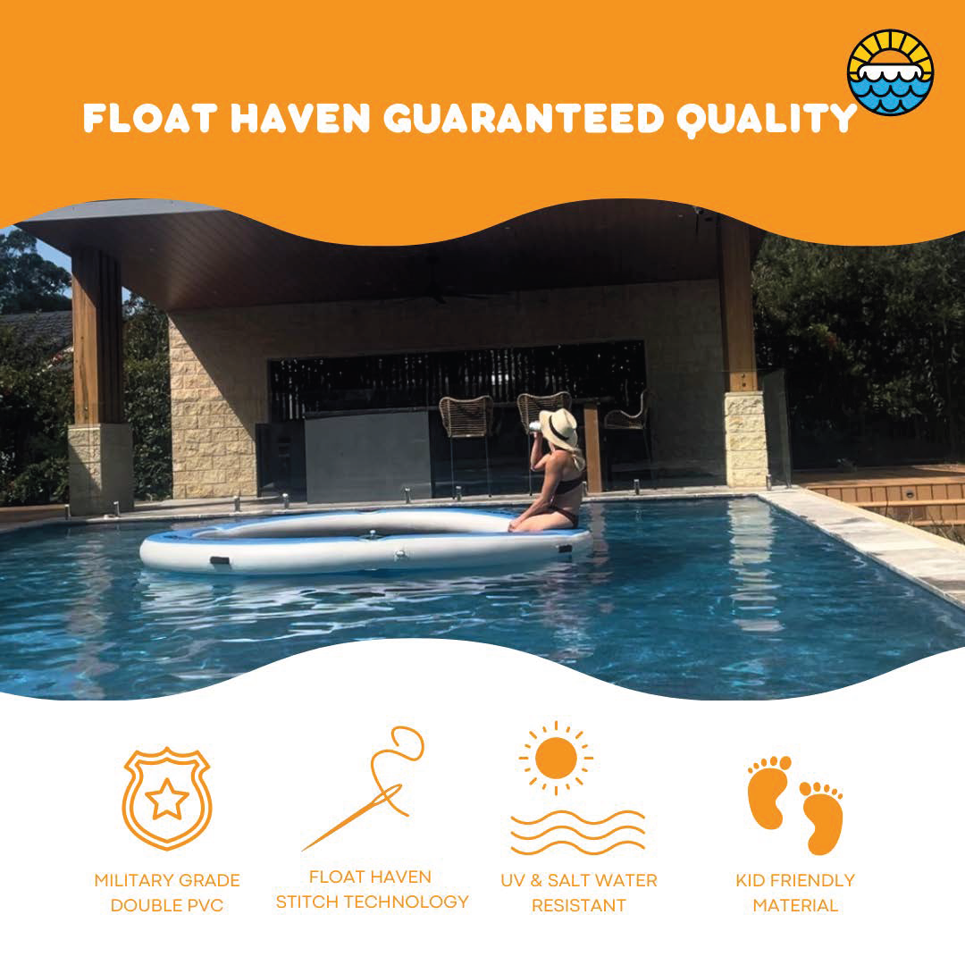 SEA POOL – 2.4M Large Round Inflatable River Float - Floating Island - Water Hammock - Float Haven, Best Pool FLoaty ever 