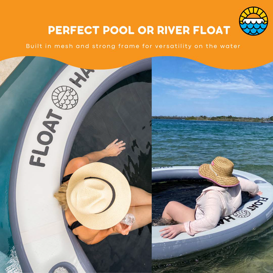 SEA POOL – 2.4M Large Round Inflatable River Float - Floating Island - Water Hammock - Float Haven