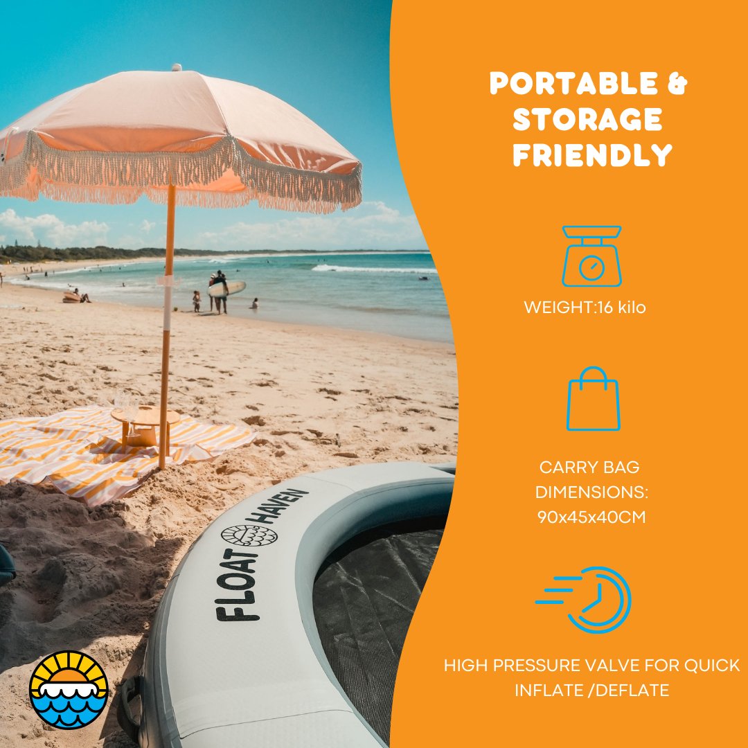 SEA POOL – 3M Large Round Inflatable River Float - Floating Island - Water Hammock - Float Haven
