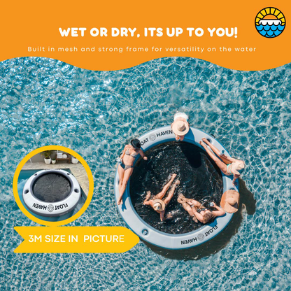 SEA POOL – 2.4M Large Round Inflatable River Float - Floating Island - Water Hammock - Float Haven